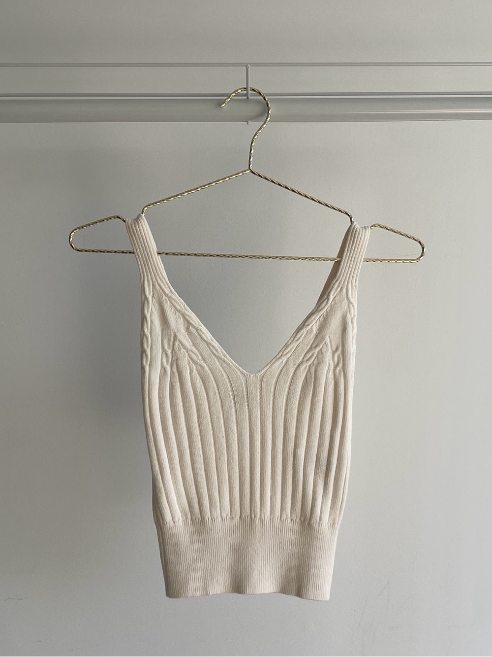 Aritzia Cream Cable Knit Tank Top
